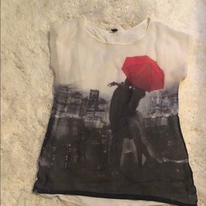 Mesh and white t-shirt